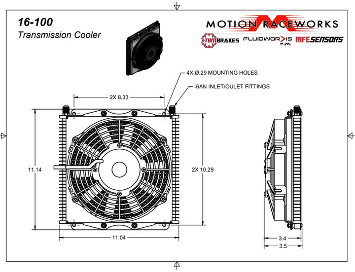 Motion Raceworks Transmission Remote Cooler -6AN fitting