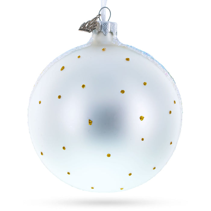 Mountain River Painting Glass Ball Christmas Ornament 4 Inches
