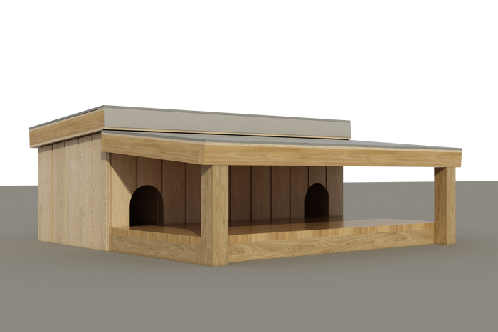 Multi Dog House With Covered Porch - DIY Dog House Plans - Pet Puppy Shelter Kennel Medium