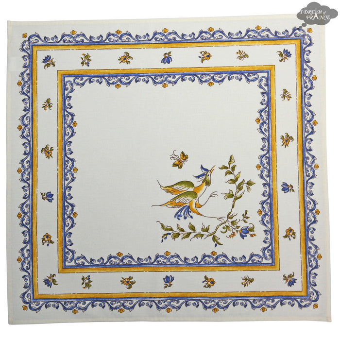 Napkin - Cotton - Moustiers blue & cream | Tissus Toselli