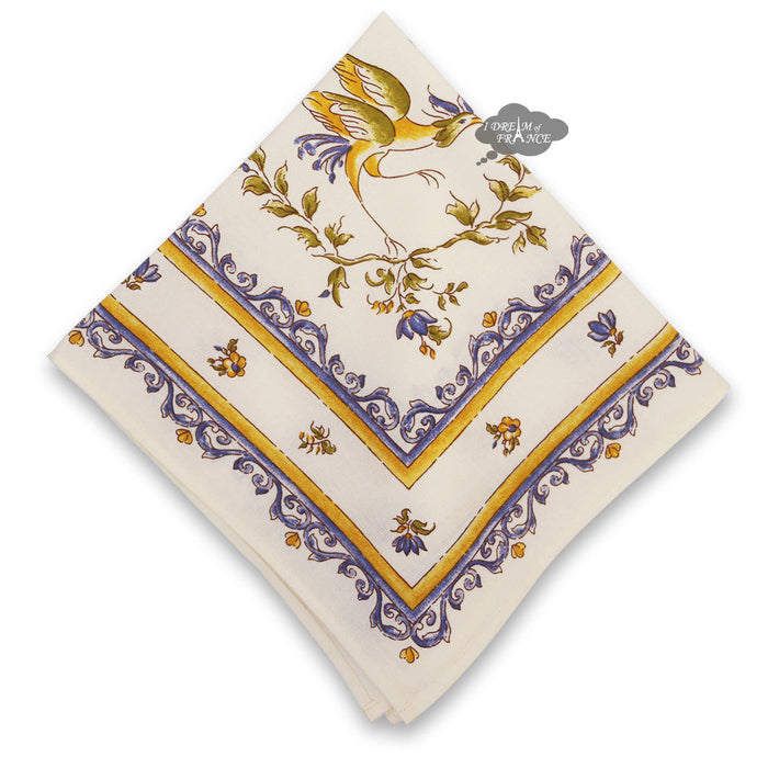 Napkin - Cotton - Moustiers blue & cream | Tissus Toselli