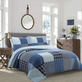 Navy Klein Tartan Patchwork - Cotton Reversible Quilt Bedding Set