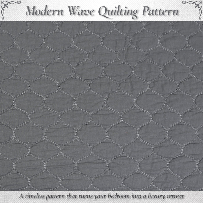 Ogee Classic Solid Chic Gray 3 Piece Cotton Quilt Bedding Set