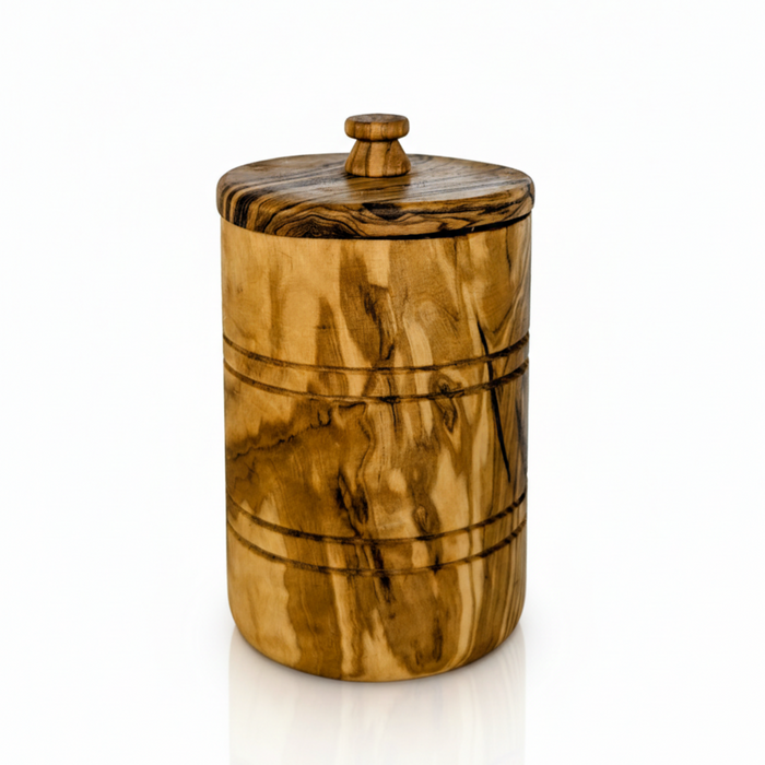 Olive Wood Spice Jar Salt Keeper w/Lid 8oz.