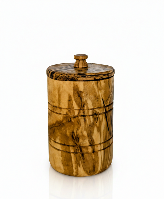 Olive Wood Spice Jar Salt Keeper w/Lid 8oz.