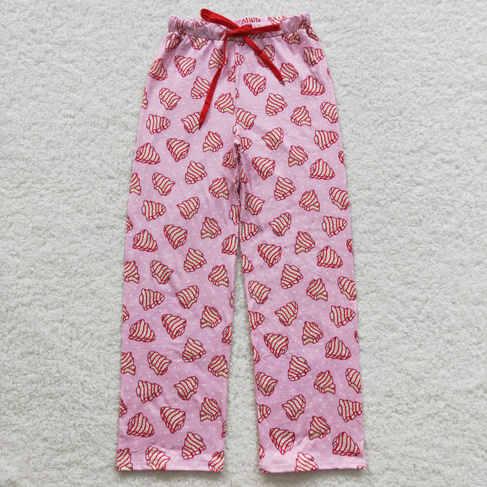 P0155 Adult Debbie Cake Pink Print Woman Christmas Bottom Pajamas Pants