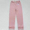 P0200 Adult Santa Embroidery Red Stripes Print Woman Christmas Bottom Pajamas Pants
