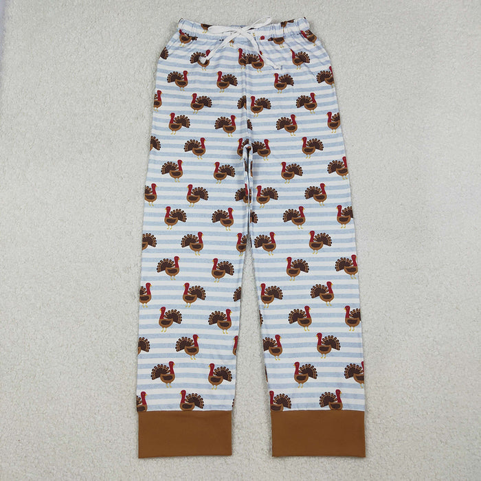 P0516 Turkey Stripes Print Woman Thanksgiving Bottom Pocket Pants