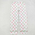 P0545 Adult Holly Bows Print Woman Christmas Bottom Pajamas Pants
