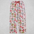 P0601 Adult Gingerbread Cups Candy Cane Print Woman Christmas Bottom Pajamas Pants