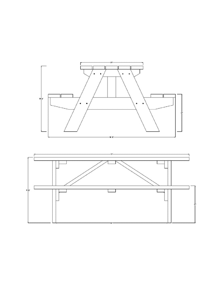 Picnic Table Plans - DIY Outdoor Patio Garden Furniture - Build Your Own