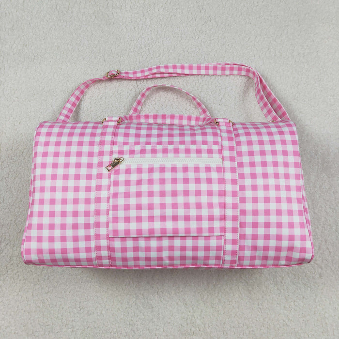 Pink Checkered Print Gym Ruffle Bags
