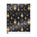Premium Gold Crescent Moon Wrapping Paper Roll — Navy Celestial Gift Wrap for Ramadan, Eid, & Holidays