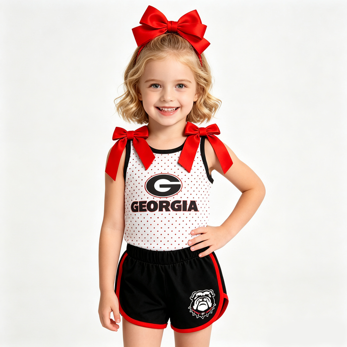 Preorder (moq 5) Baby Girls Georgia Sleeveless Top Short Team Clothes Sets
