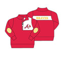 Preorder (moq 5)Baby Boys Red Long Sleeve A Braves Team Zip Pullovers Top