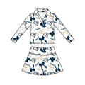 Preorder (moq 5)Baby Girls Bows Eagles Top Skirt Short Team Clothes Set