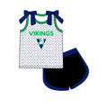 Preorder (moq 5)Baby Girls Bows Vikings Polka Dots Top Short Team Clothes Set