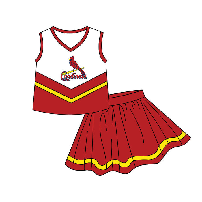 Preorder (moq 5)Baby Girls Sleeveless Cardinals Vest Skirt Shorts Team Clothes Sets