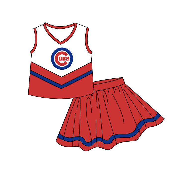 Preorder (moq 5)Baby Girls Sleeveless Cubs Vest Skirt Shorts Team Clothes Sets