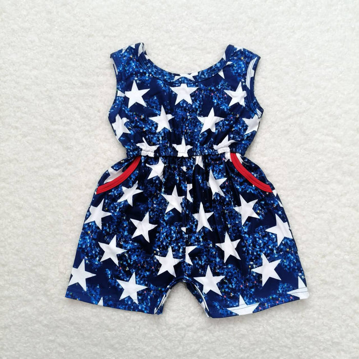 (Promotion)SR0028 Stars Pockets Jumpsuits - Patriotic Girls