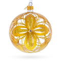 Radiant Gold Starburst Pattern Glass Ball Christmas Ornament 4 Inches