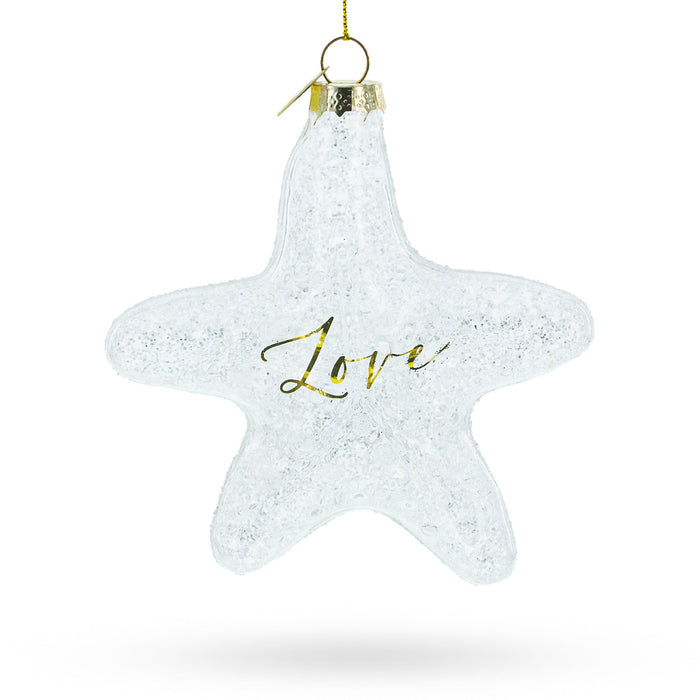 Radiant White Star "Love" Glass Christmas Ornament