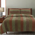 Rhett Brown Striped 3-Piece Reversible Quilt Bedding Set