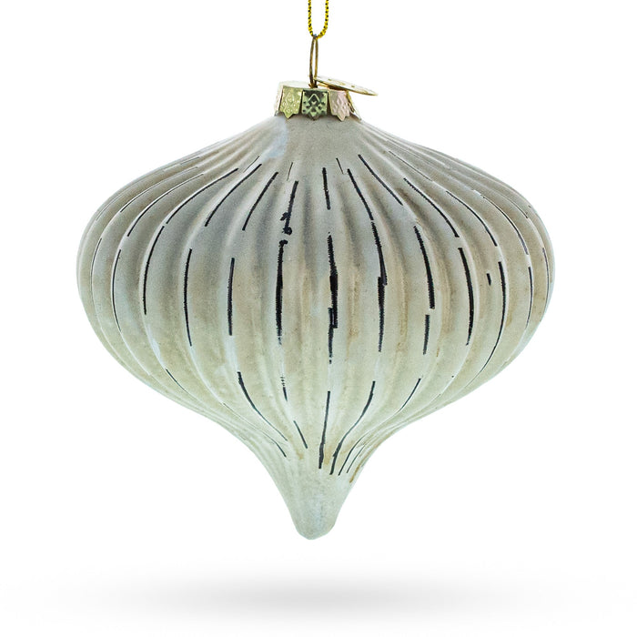 Ribbed Antique-Style Onion Finial -Glass Christmas Ornament