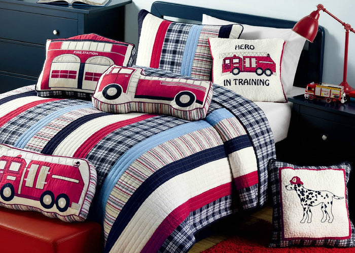 Ronnie Varsity Striped Fire Station House Novelty Decor Throw Pillow