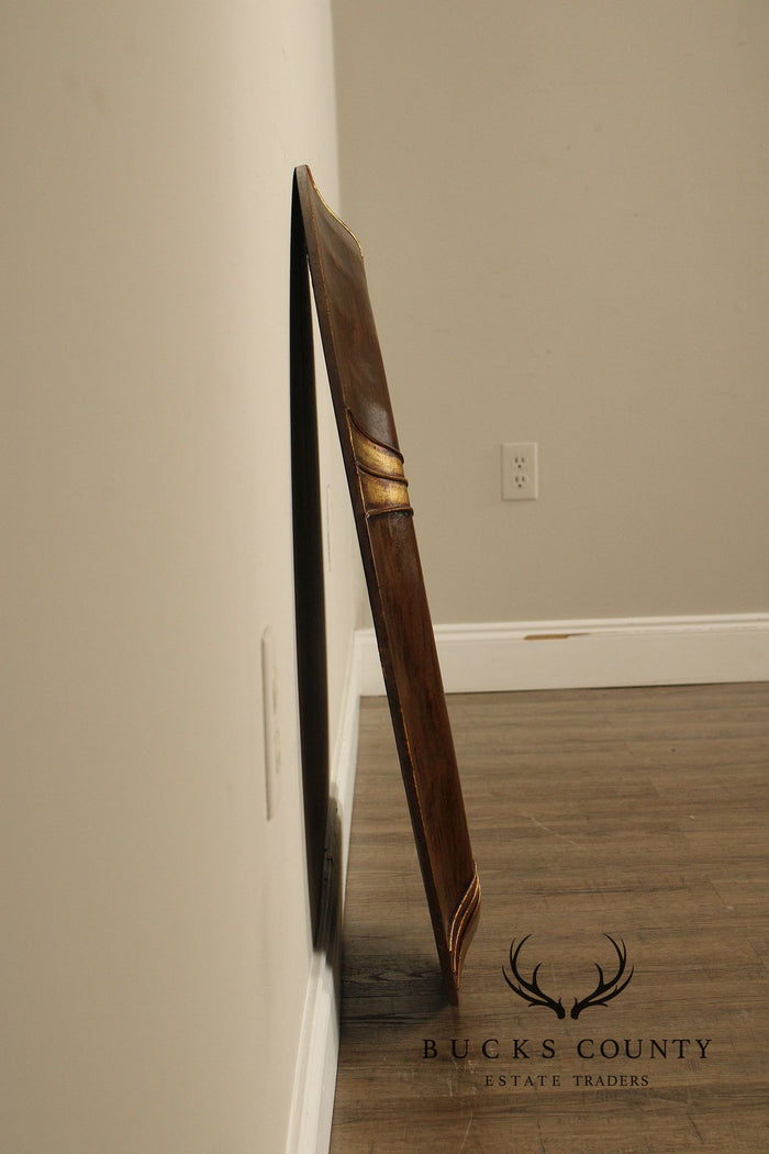 Round Wood And Gilt Accent Wall Mirror