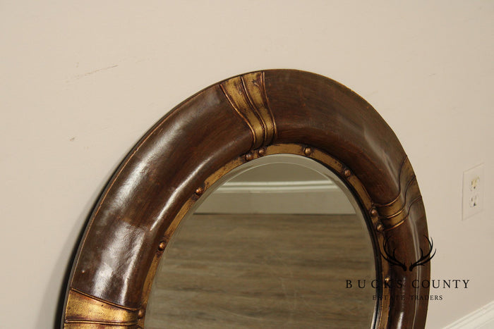 Round Wood And Gilt Accent Wall Mirror