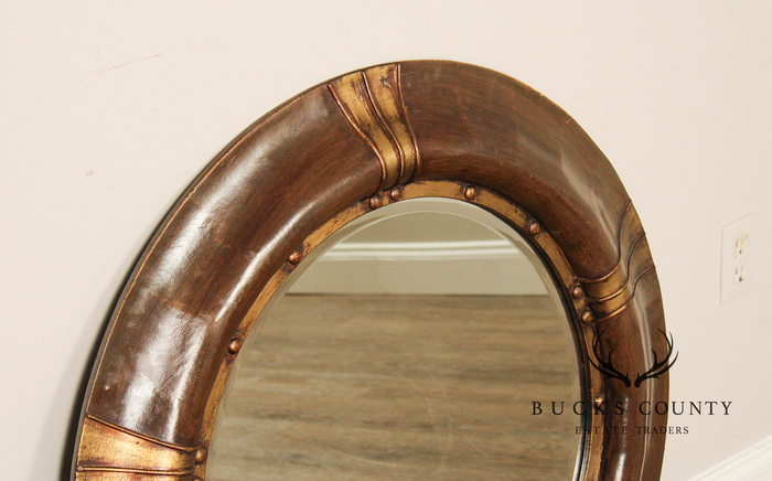 Round Wood And Gilt Accent Wall Mirror