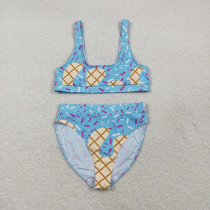 S0577 Blue Sprinkles Print Woman Swimsuits