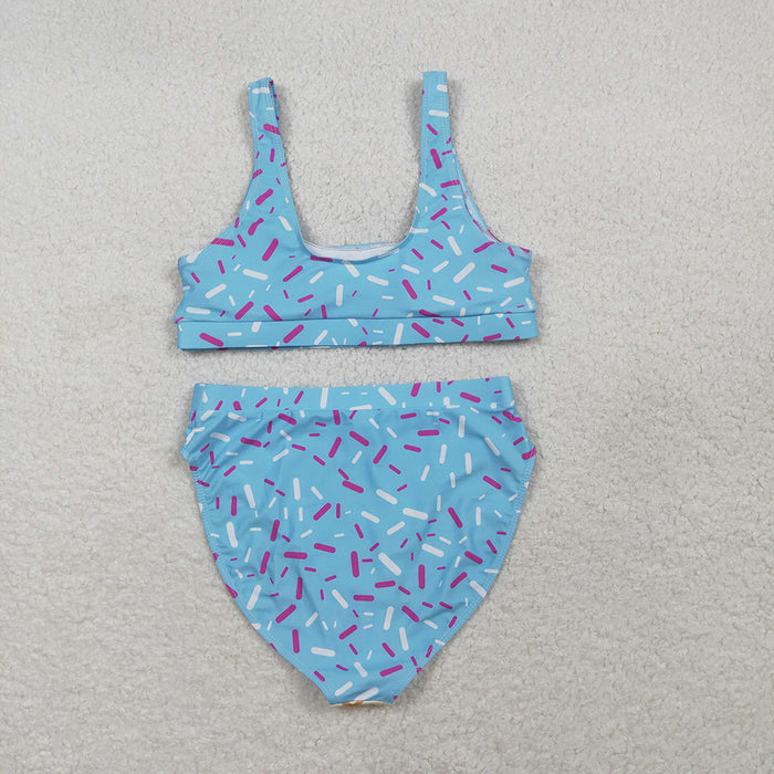 S0577 Blue Sprinkles Print Woman Swimsuits