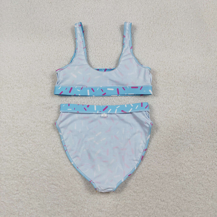 S0577 Blue Sprinkles Print Woman Swimsuits