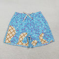 S0578 Blue Sprinkles Print Pockets Man Swim Trunks