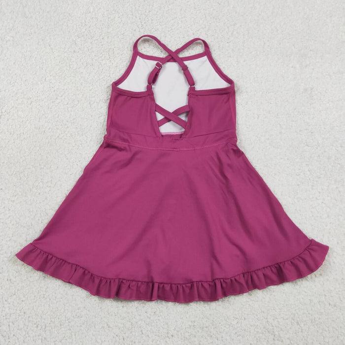 S0778 Baby Girls Strap Fuchsia Yoga Active Knee Length Dress