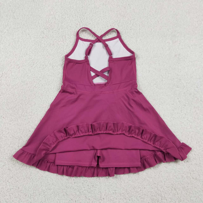 S0778 Baby Girls Strap Fuchsia Yoga Active Knee Length Dress