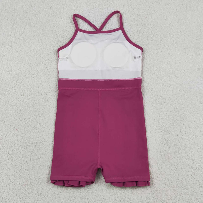 S0778 Baby Girls Strap Fuchsia Yoga Active Knee Length Dress