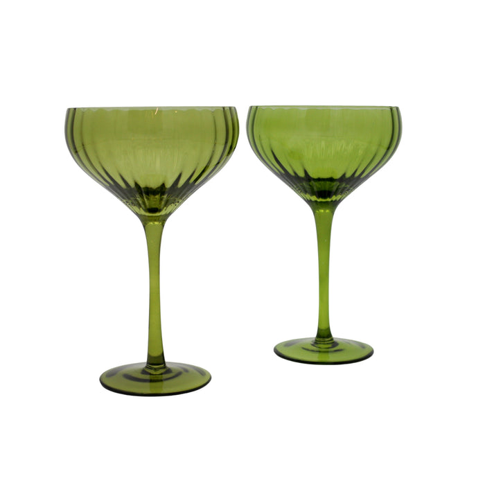 Sage Ribbed Coupe - Set of 4