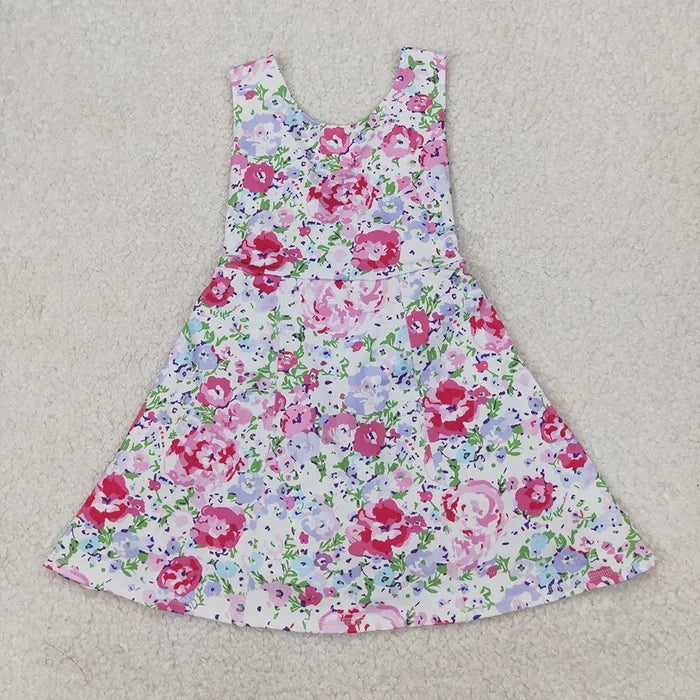 Sibling 9 Colors Baby Girls Red Flowers Active Yoga Athletic Dresses