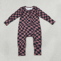 Sibling Baby Boys Checked Long Sleeve Pajama Set +Zipper Romper