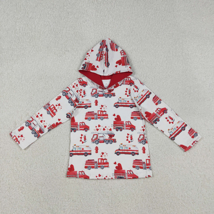 Sibling Baby Boys Colorful Hearts Cars Valentines Hoodies Top