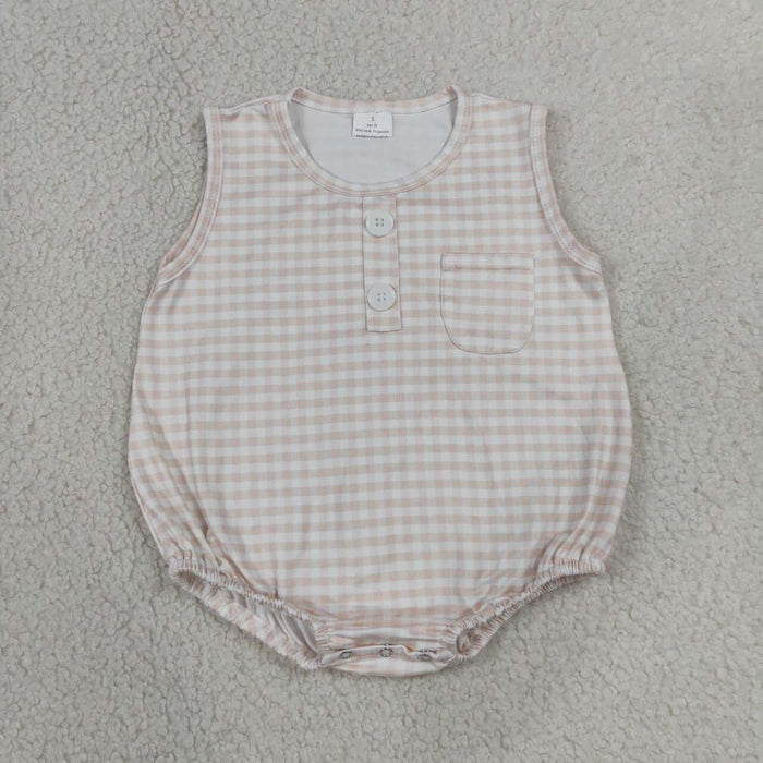 Sibling Baby Boys Gingham Sleeveless Bubble Romper
