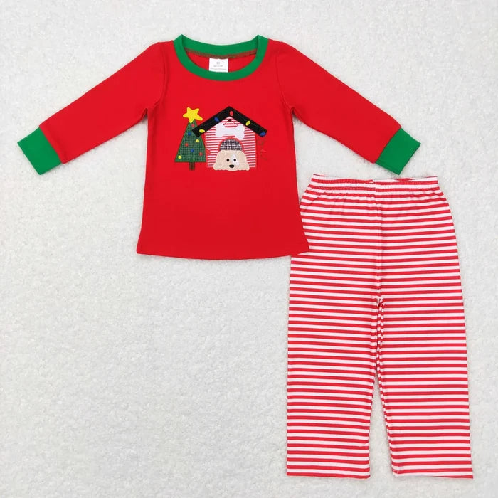 Sibling Baby Boys Girls Embroidery Trucks Santa Milks Top Pants Christmas Clothes Sets