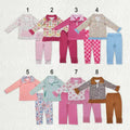 Sibling Baby Boys Girls Floral Leopard Zipper Pullovers Leggings Pant Fall Clothes Sets