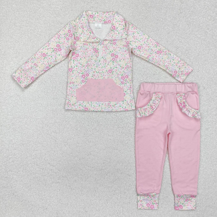 Sibling Baby Boys Girls Floral Leopard Zipper Pullovers Leggings Pant Fall Clothes Sets