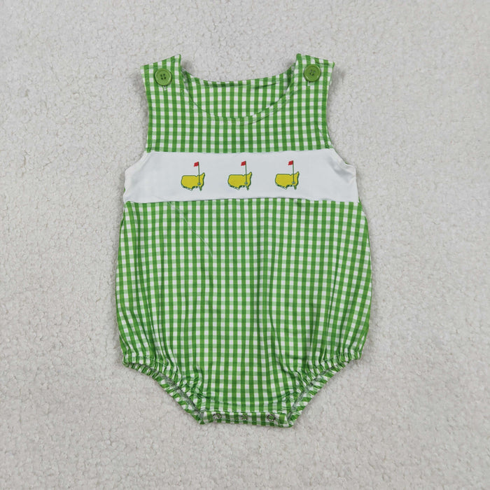 Sibling Baby Boys Girls Green Stripes Golf Shirts Pockets Shorts Clothes Set Sleeveless Romper