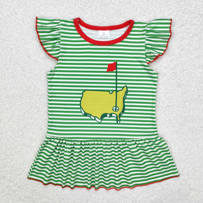 Sibling Baby Boys Girls Green Stripes Golf Shirts Pockets Shorts Clothes Set Sleeveless Romper