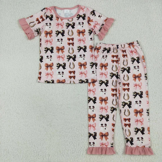 Sibling Baby Boys Girls Short Sleeve Cows Aztec Horses Top Pants Western Pajamas Sets
